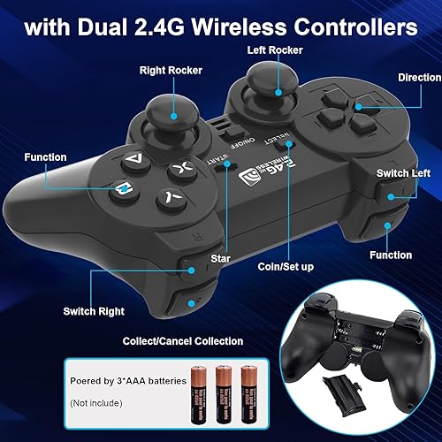 Miniatura 5 de Consola de juegos retro, palo de juego retro inalámbrico, videojuegos Plug and Play para juegos nostálgicos de TV, más de 10,000 juegos y 9