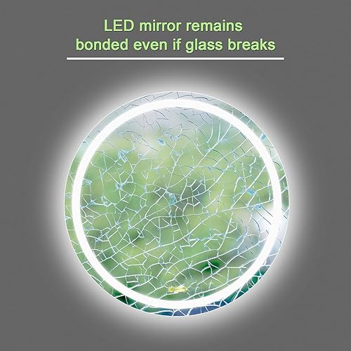 Miniatura 5 de OKISS Espejo de baño de 28 pulgadas con luces LED, espejo de tocador montado en la pared, espejo de baño con luz antiniebla, espejo de baño