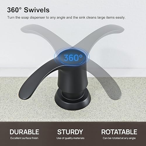 Miniatura 4 de GAGALIFE Dispensador de jabón para fregadero de cocina con botella grande, dispensador de jabón integrado para fregadero de repuesto, negro mate