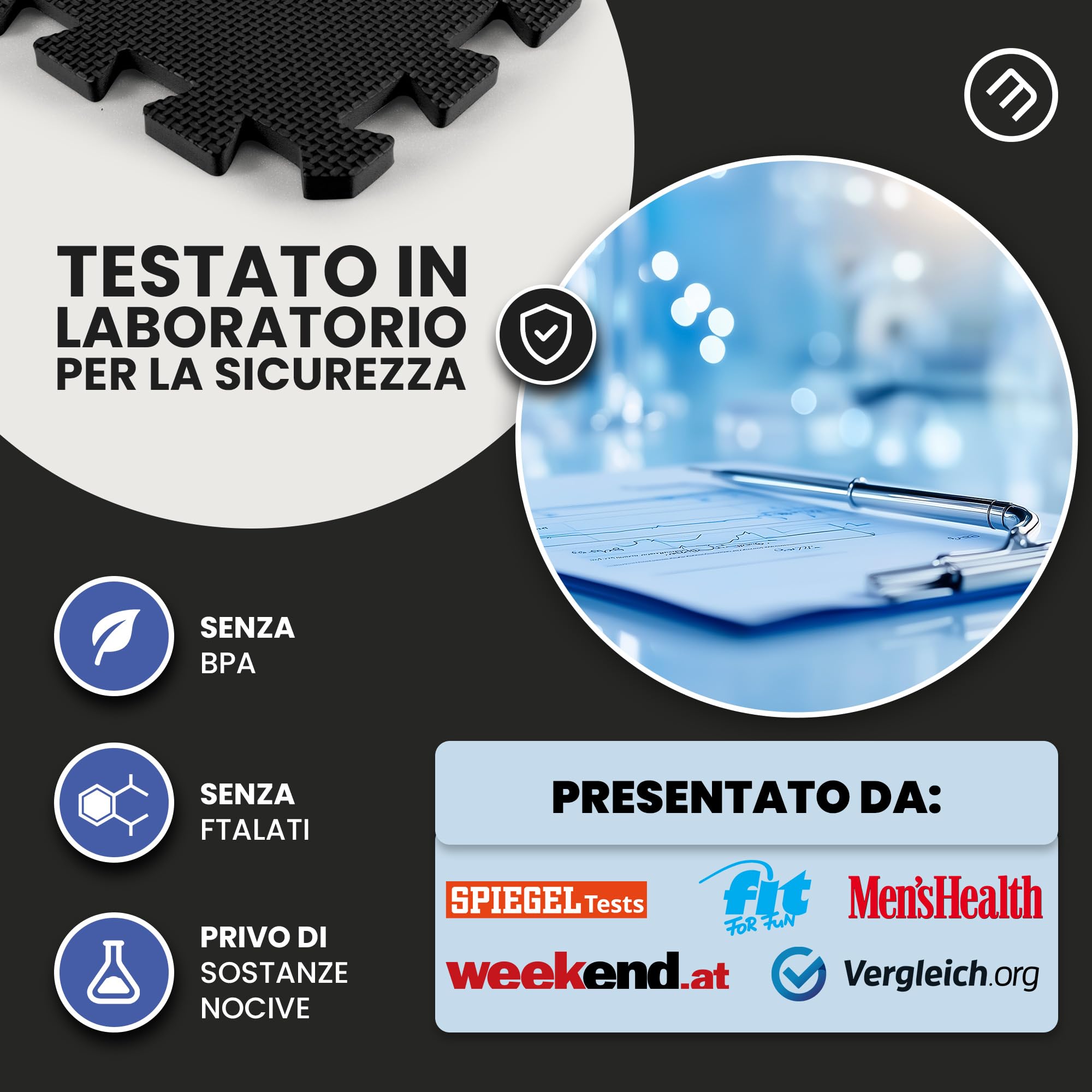 Tappeto Palestra Tappetino Fitness da Ginnastica a Puzzle - Pavimento Protettivo Incastro Tatami Gomma Allenamento Protezione Sport| Materassino Gommato Mattonella Pavimentazione per Home Gym Manubri