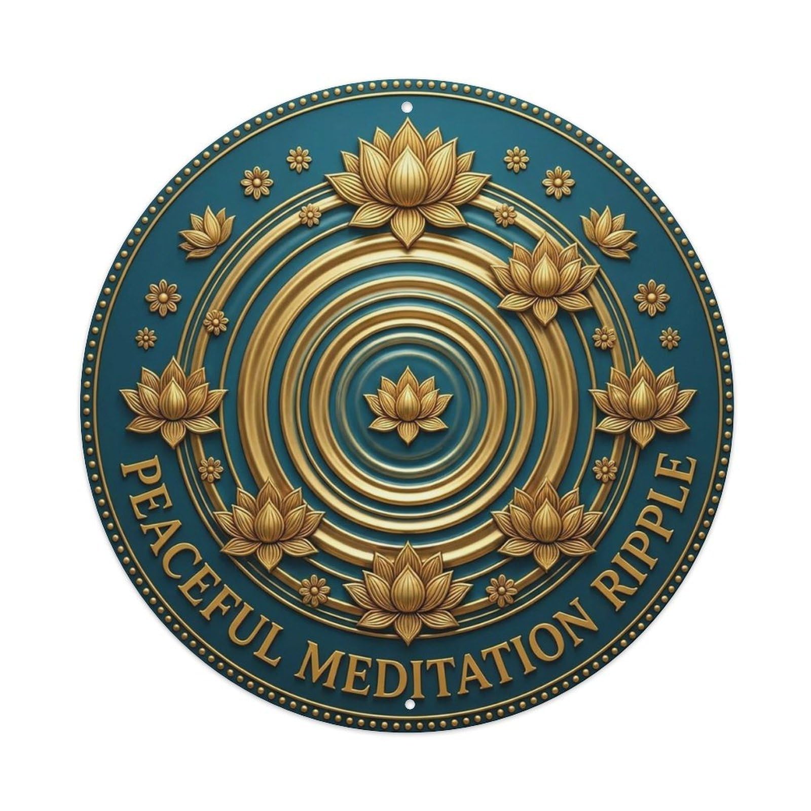Vintage Peaceful Meditation Ripple Flower Zen Yoga Metal Tin Sign