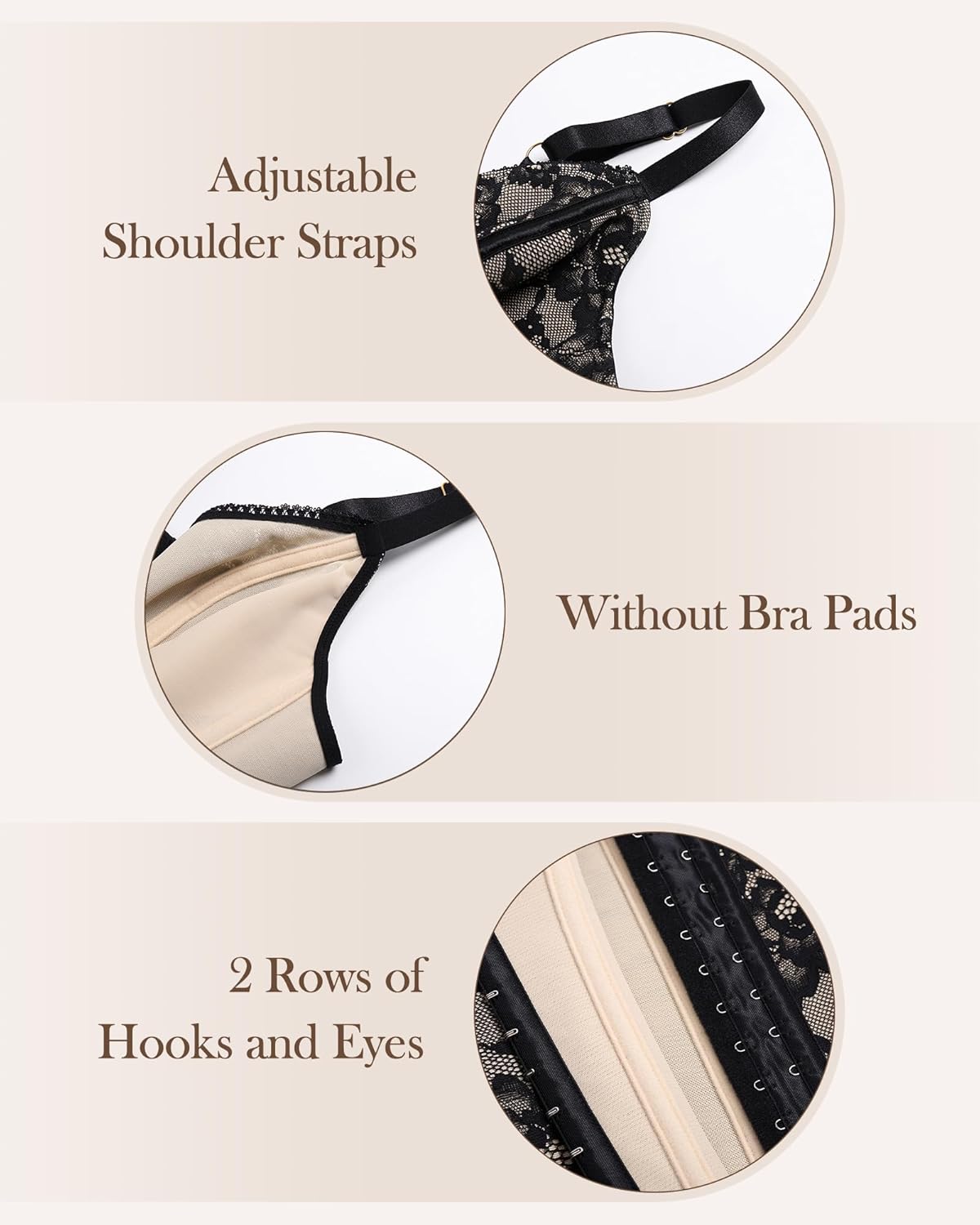 Lace Waist Trainer for Women Corset Tummy Control Shapewear V Neck Lace Faja Body Shaper for Women with Back Support - Image 4