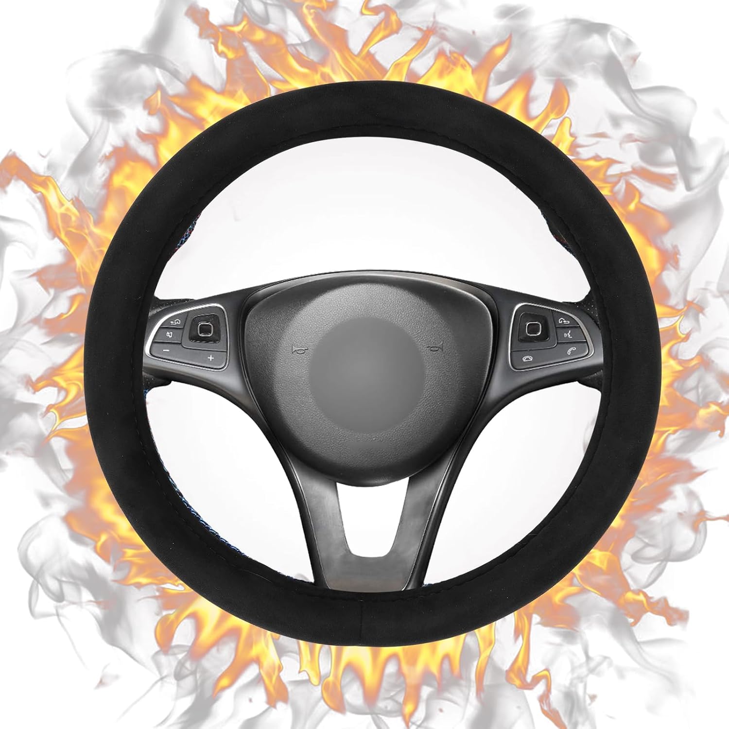 Kistrba Heated Car Steering Wheel Cover Fit 14.7''15