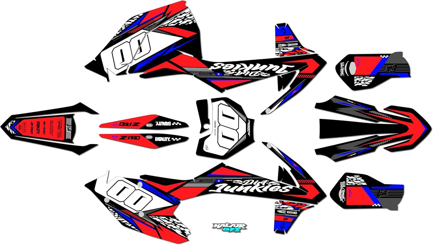 Graphics Kit for KTM SX SXF 125-250-350-450 (2016-2018) RUGGED Series Orange-shift 16 Mil - Dirt pit bike motorcycle sticker, dirtbike racing decal motocross accessories no-plastics
