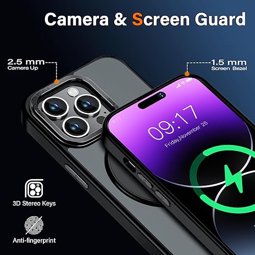 Miniatura 6 de Funda con anillo giratorio de 360 para iPhone 14 Pro Max compatible con MagSafe protección de grado militar, a prueba de golpes, soporte delgado e