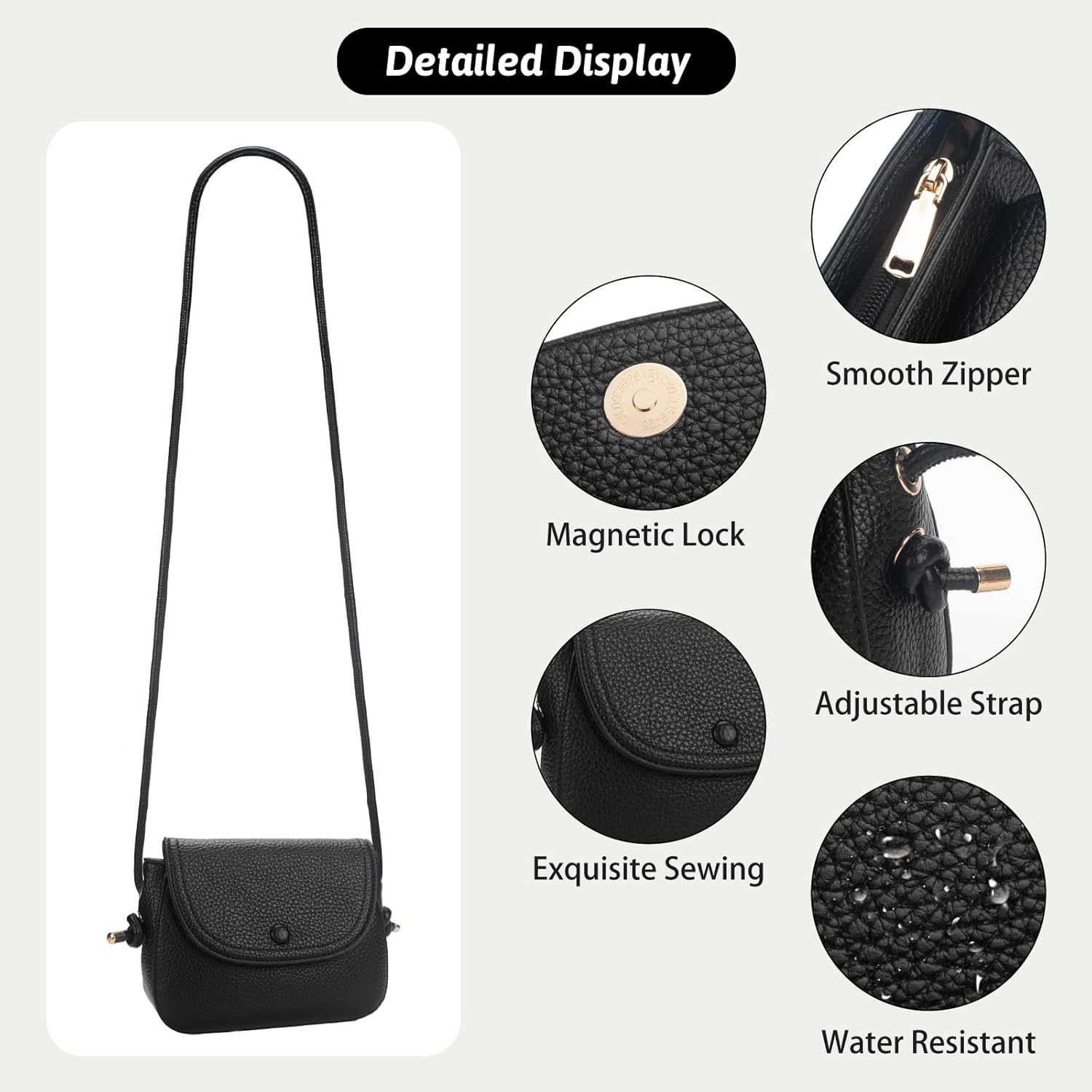 Leather Crossbody Purses for Women, Everyday Saddle Bag with Zipper & Magnetic, Trendy Handbag for Work Daily Use | Easy to Clean, Water Resistant