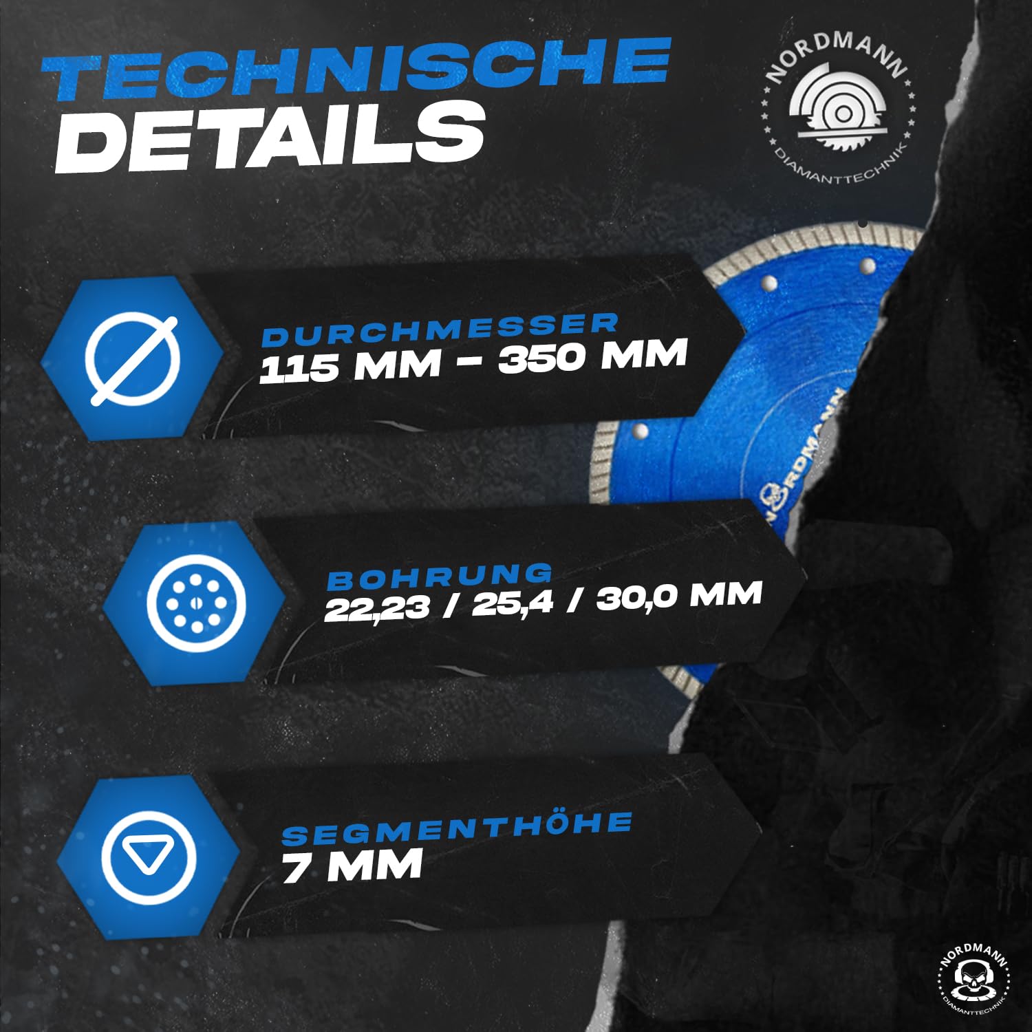 Diamant Trennscheibe FS-850 speed blau 230 x 25,4 mm, Diamantscheibe für Stein, Granit, Keramik, Ziegel, Fliesen-Scheibe mit hoher Schnittgeschwindigkeit