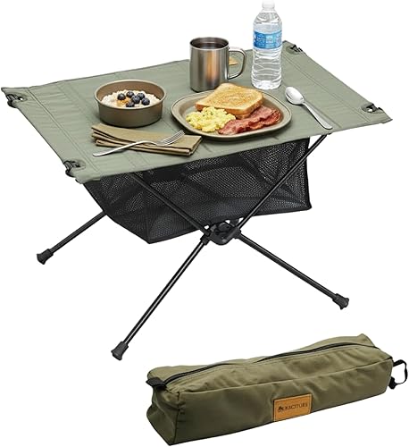 NACETURE Mesa de camping ultraligera  Mesa de camping plegable con malla de almacenamiento para equipo de campamento, senderismo y montañismo (verde)