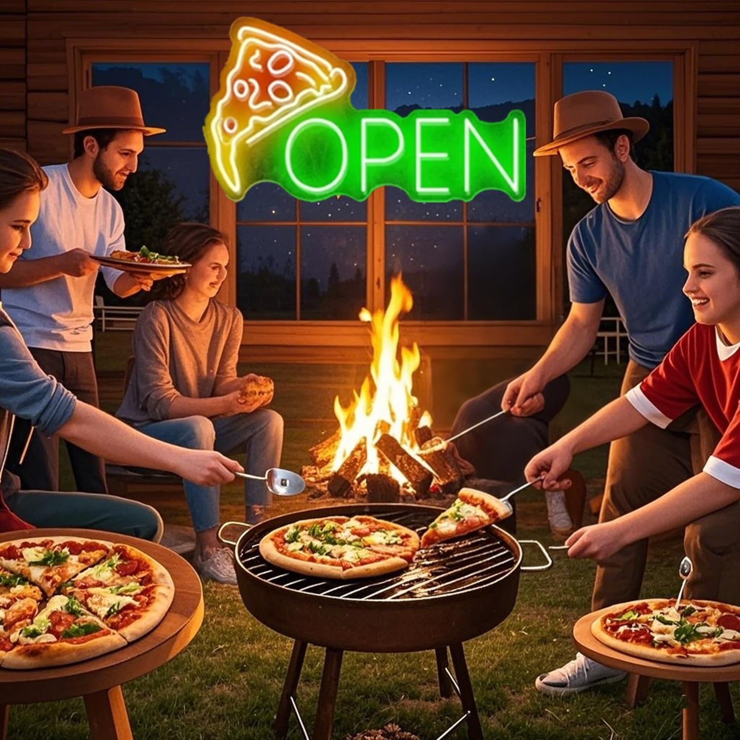 Neon Pizza Sign - Acrylic Open LED Wall Art for Pizzeria Kitchen Oven Decor - 40x20CM/15.7x7.8In, Open Green, 40 cm x 20 cm - Image 3