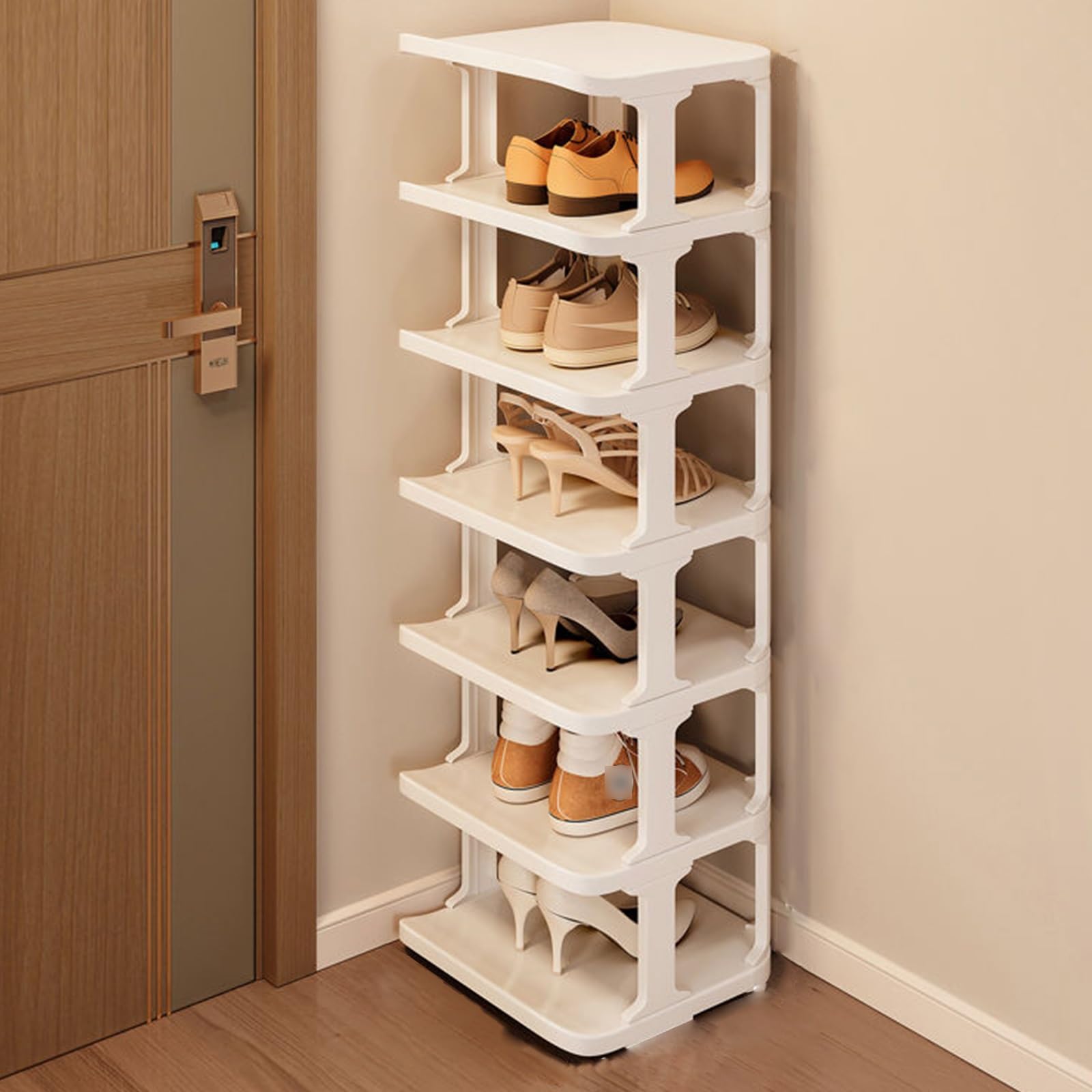 Kleiner Eck-Schuhschrank, mehrlagig, schmal, stapelbar, Aufbewahrung, Nizer, DIY-Design für Eingang und Schlafzimmer, platzsparende Lösung (7 F) Küche, Haushalt & Wohnen