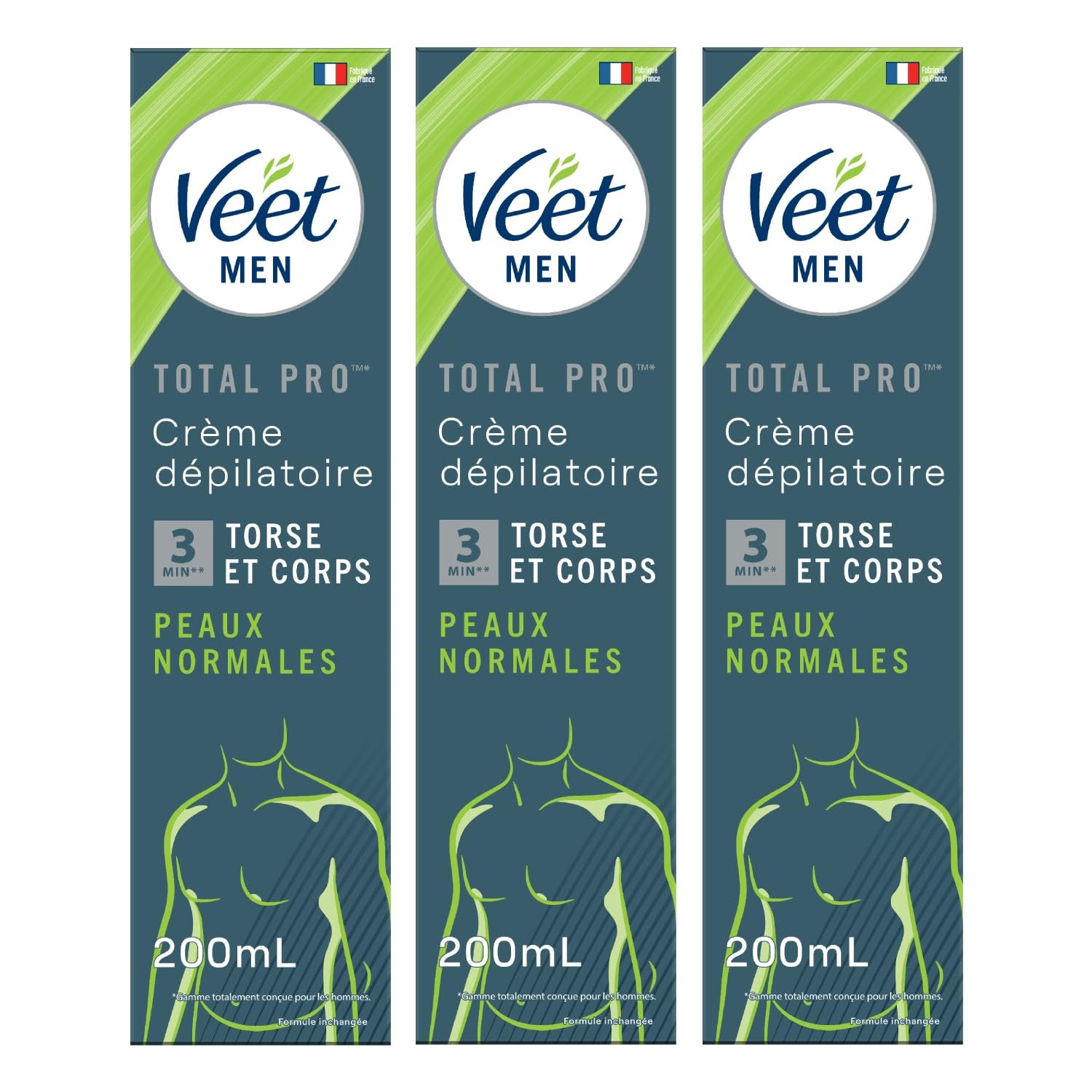 Veet Crème Dépilatoire Homme Peaux Normales - Lot de 3