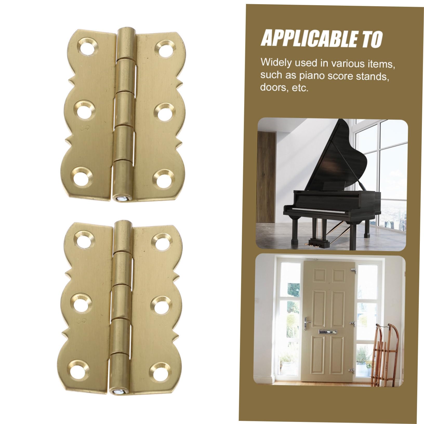 Artibetter 10piezas Bisagras Para Piano Accesorios De Piano De Bisagras Antiguas Para Soporte Musical Sin Tornillos Diseño Silencioso Resistencia Duradera Dorado