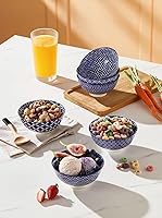 Vista 3 de Tazones Azules y Blancos, Tazones de Cerámica para Postre de 10 Oz, Juego de Tazones de Porcelana para Helado, Tazones Decorativos para Aperitivos