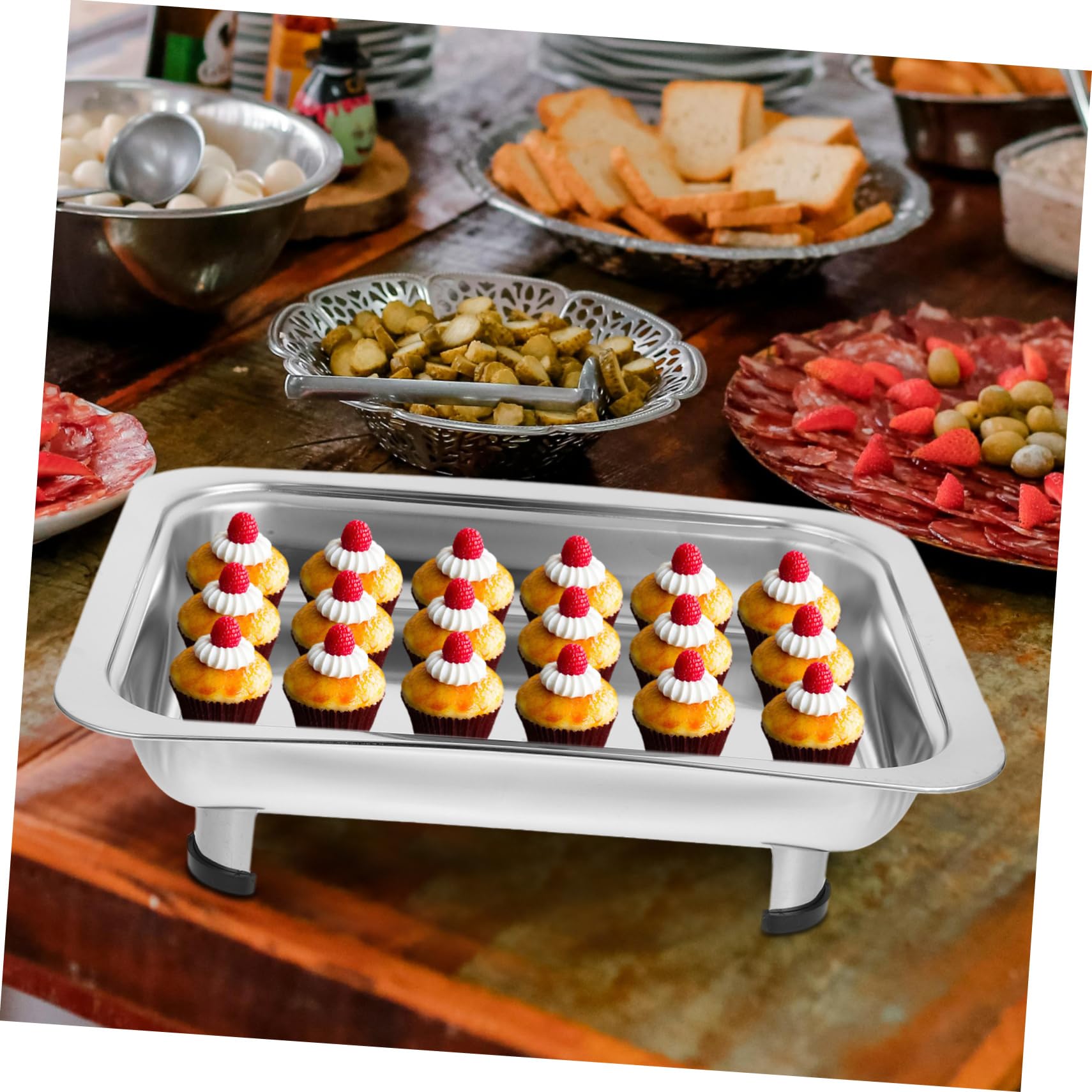 HEMOTON Scaldavivande Per Buffet Set Scaldavivande In Acciaio Inox Scaldavivande Per Buffet Scaldavivande Rettangolare Con Coperchio Per Forniture Per Catering Per Banchetti Di Ristoranti