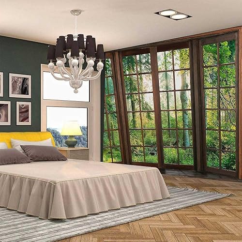 Miniatura 3 de Aidatain Tapiz natural de bosque verde para ventana, tapiz estético de pared para dormitorio, franela de 80 pulgadas de largo x 60 pulgadas de