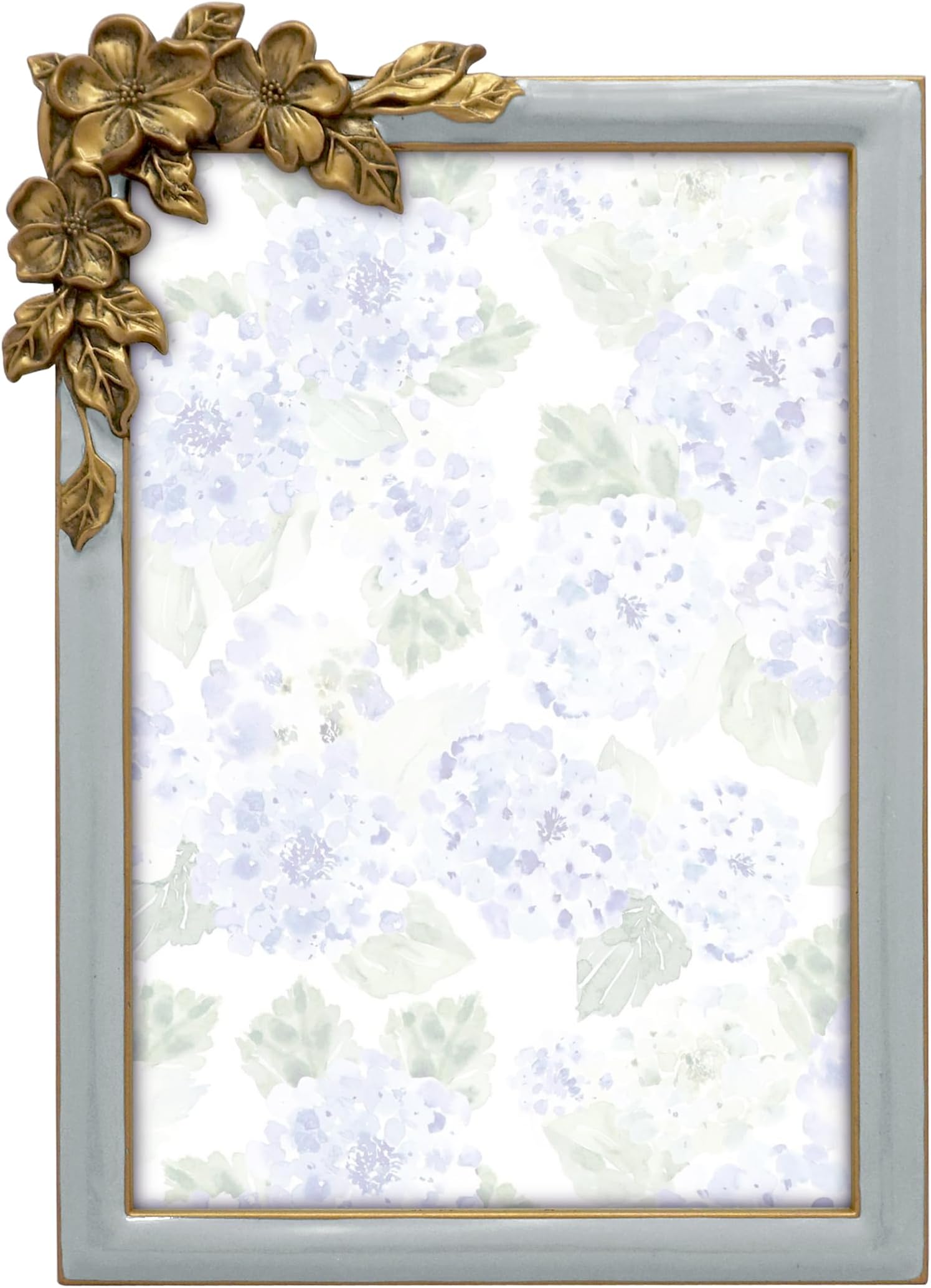 Vintage Thin Border Floral Photo Frame / 4x6 In | For Wall and Vertical/Horizontal Display on Tabletops | Perfect for Home Decor, Wedding, Graduation, Or Milestone Photos (Gold+Gray)