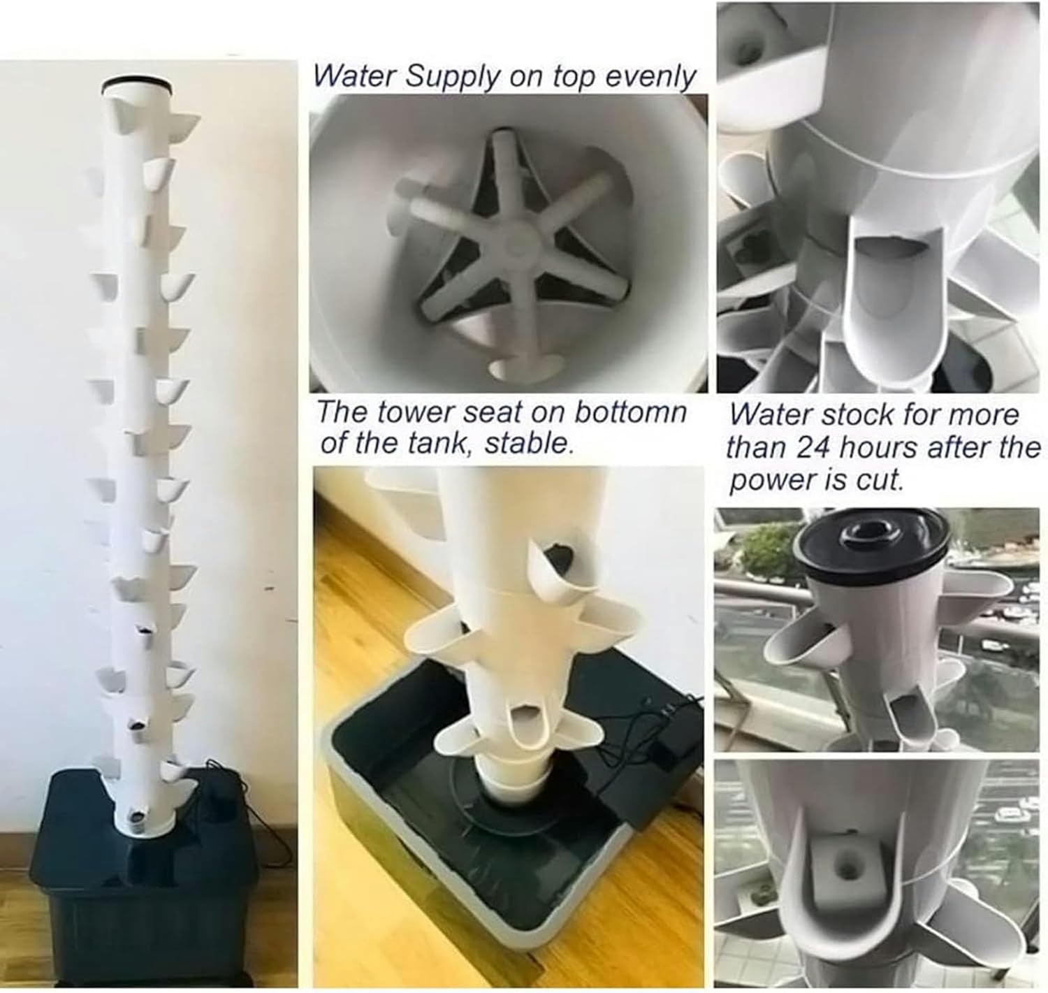 Vertical Garden Hydroponics -15 Story Tower with Pump and Mobile Water Tank for Plant Sites - Valentine's Gift Plant Tower