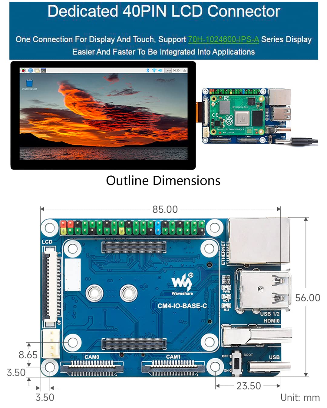 Waveshare Nano Board Industrial IoT Nano Base Board (C) For Raspberry ...