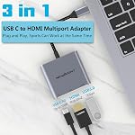 Newmight USB C to HDMI Adapter-USB C Adapter with HDMI 4K Output USB 3.0 Port and 100W Type C Charging Port, Upgraded USB-C Digital AV Multiport Adapter for MacBook,MacBook Pro/Air,iPad Pro