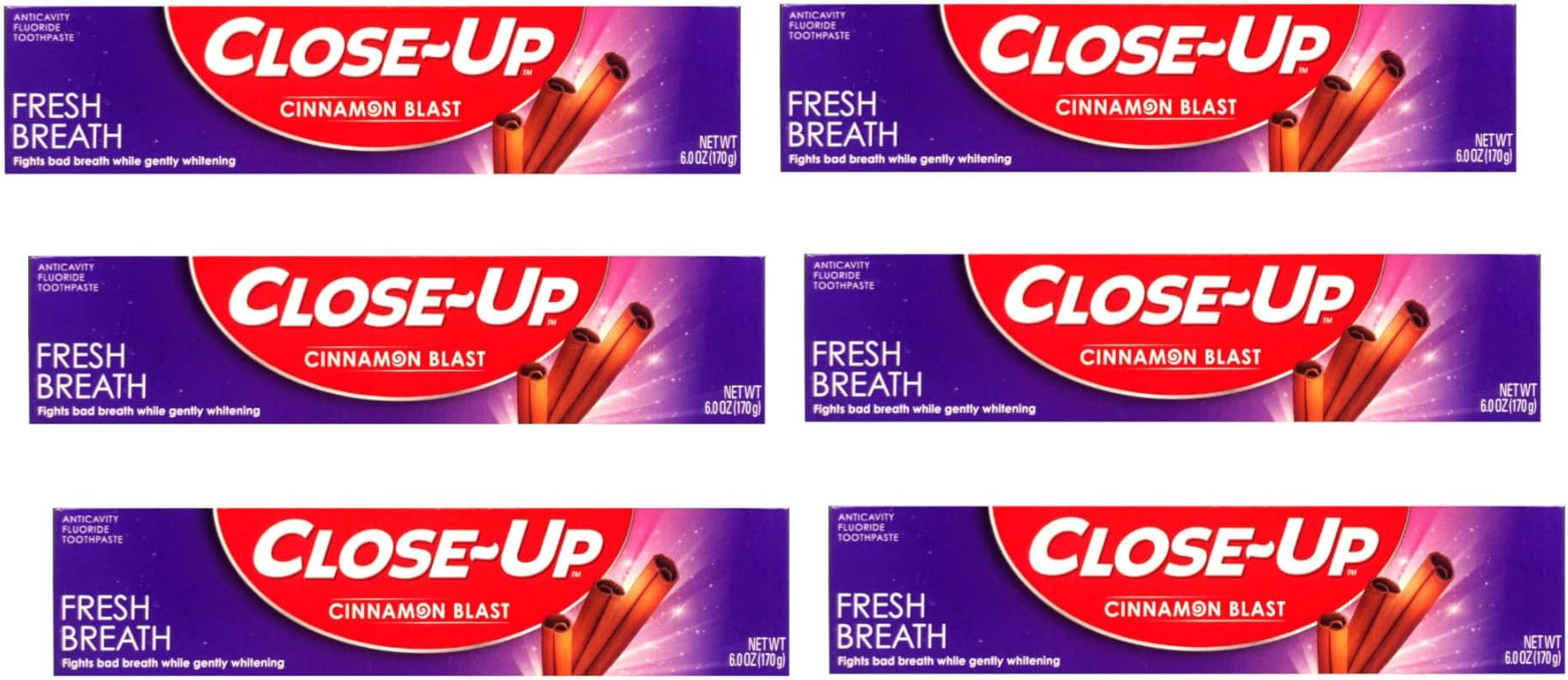 Close-Up Cinnamon Anticavity Flouride Toothpaste 6 Ounce (6-Pack)