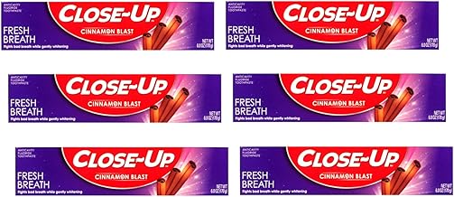 Close-Up Toothpaste, Refreshing Red Gel, Anticavity Fluoride, Cinnamon, 6 Ounce (Pack of 6)