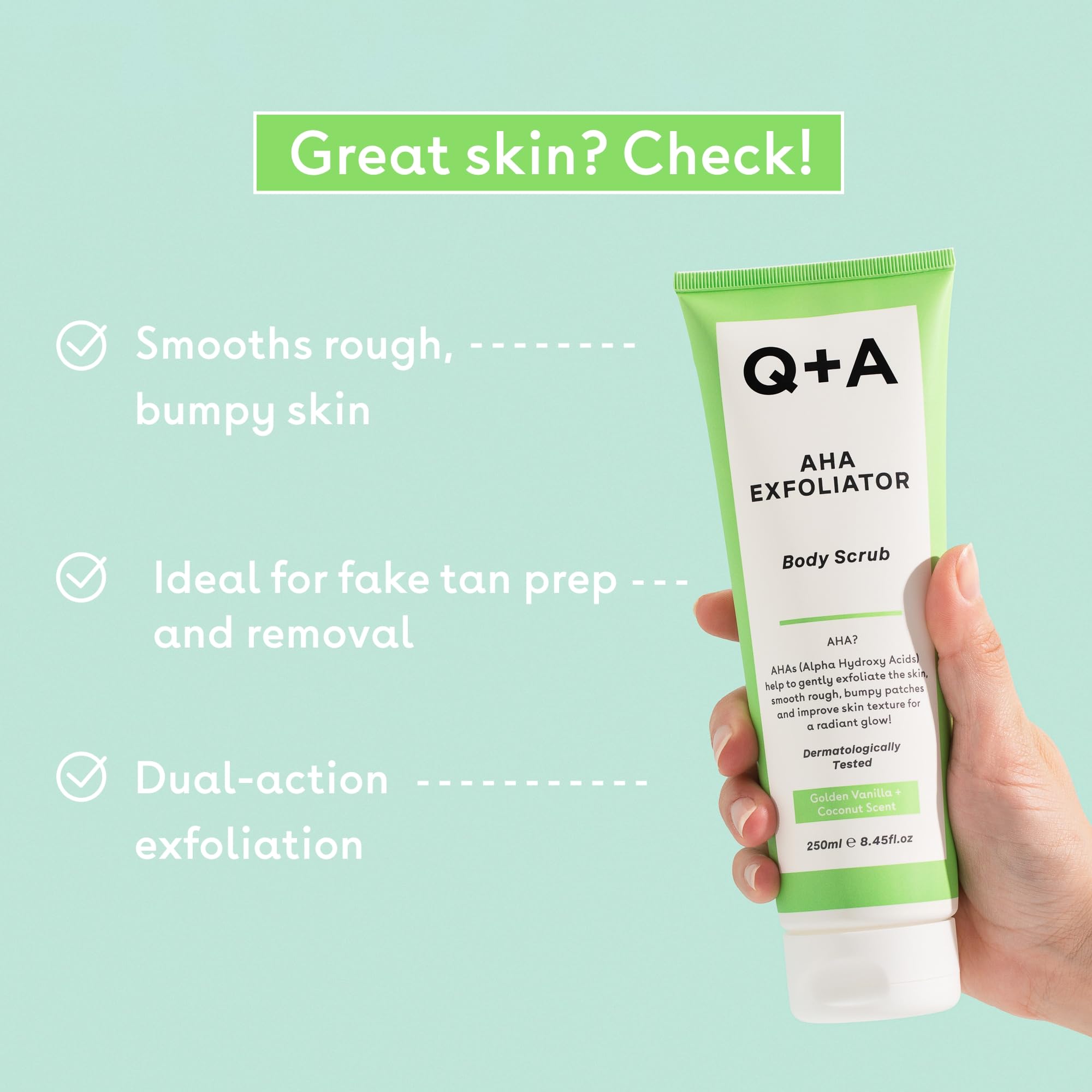 Q+A Exfoliante Corporal AHA 250 ml Ácido Láctico Glicólico
