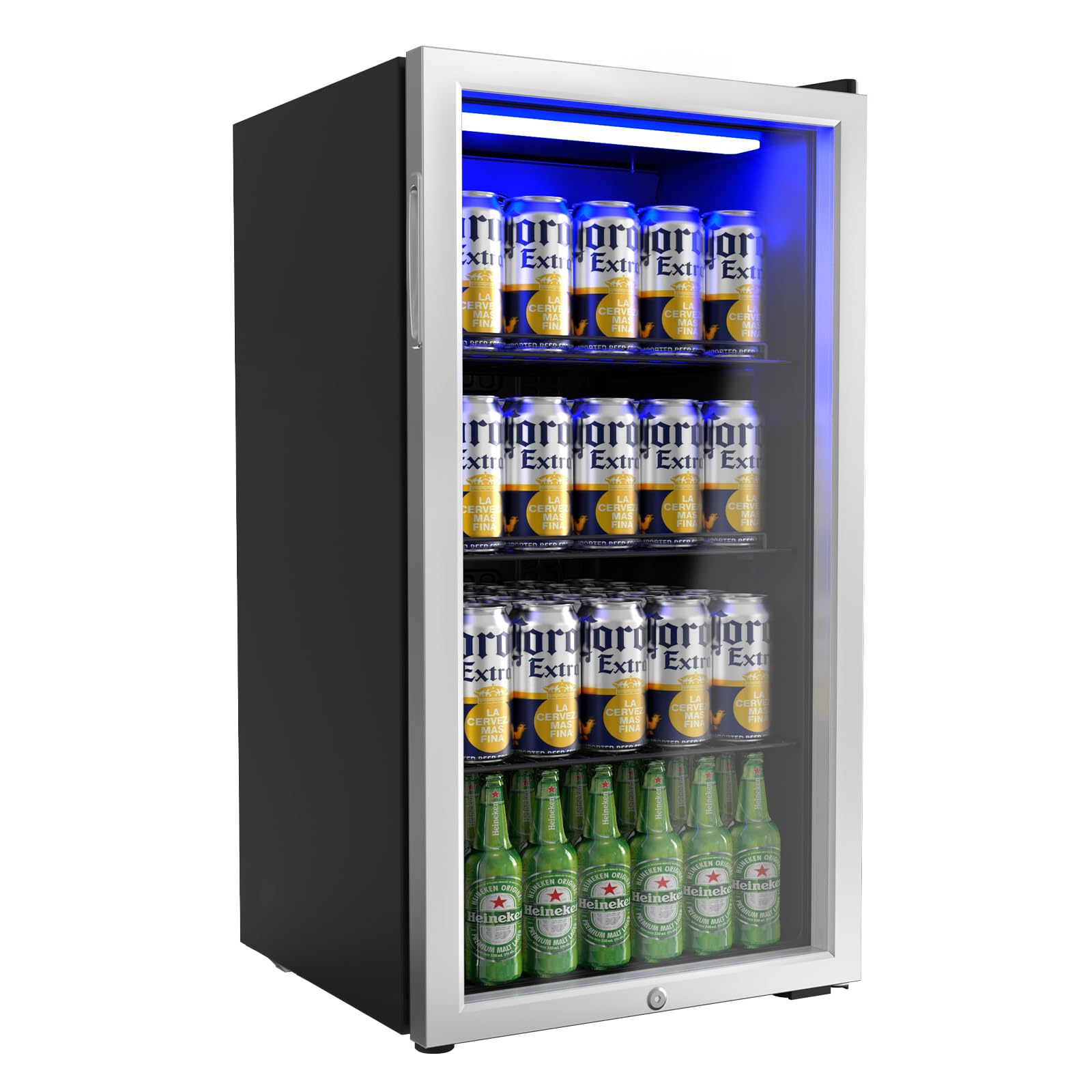 Bonnlo 3.3 Cu.Ft Beverage Refrigerator Cooler With Glass Door & Safety Lock, Quiet Mini Drink Fridge With Adjustable Shelf & Feet, Small Wine Cooler For Bedroom, Bar & Office, 32-50°F, 115v on Fridge.com - View 1