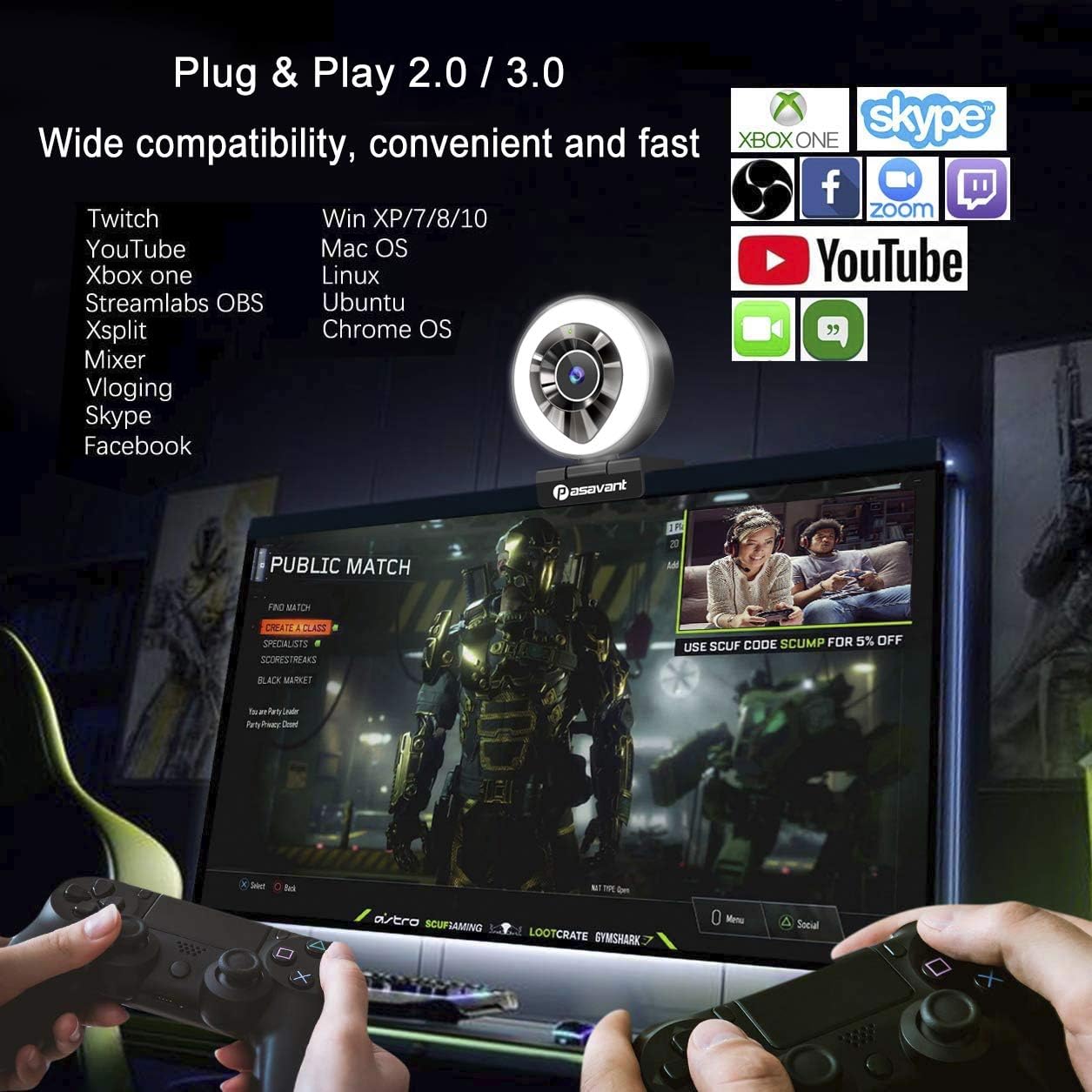 Blасk Frіdау - 70% оƒƒ Pasavant 1080P Webcam with Dual Microphone, Two-color Ring Light and Tripod, HD Streaming Webcam USB Plug and Play Web Camera for PC Desktop Laptop MAC, Video conference, Online course, YouTube, Skype Bеѕt Rеvіеw Pasavant 1080P Webcam with Dual Microphone, Two-color Ring Light and Tripod, HD Streaming Webcam USB Plug and Play Web Camera for PC Desktop Laptop MAC, Video conference, Online course, YouTube, Skype