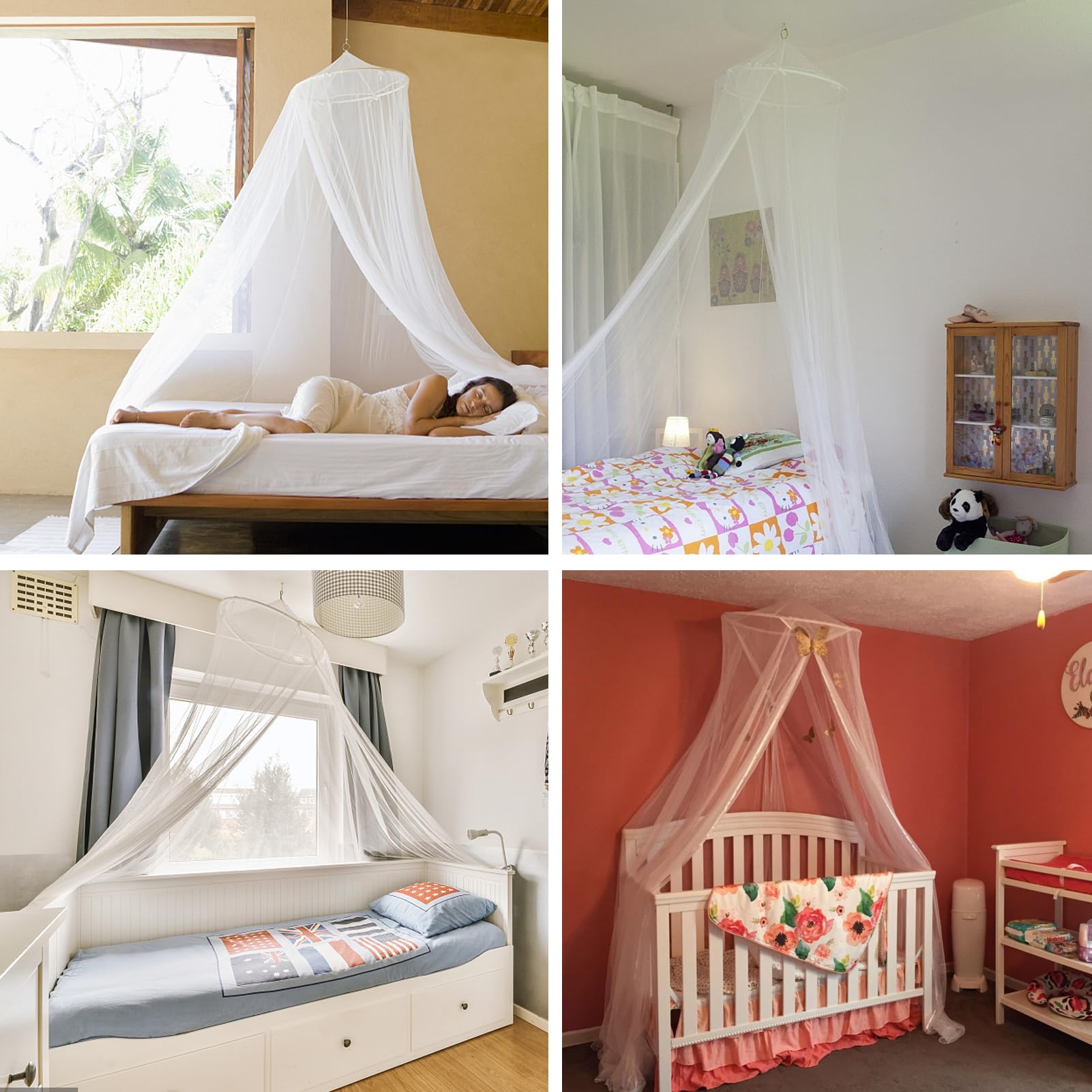 Mosquitera Para Cama - Diseño De Cúpula, Blanca, Protege De Mosquitos E Insectos