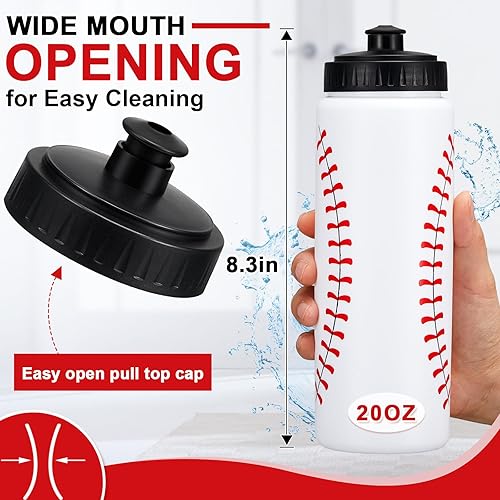 Miniatura 2 de Yaomiao Botella de agua de béisbol reutilizable a granel para niños, botella deportiva de béisbol para niños, botellas de agua exprimibles de 20