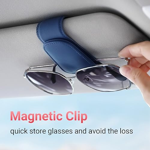 Miniatura 2 de KanSmart Soporte para lentes de sol para visera de automóvil, clip magnético de cuero, soporte para lentes, camión, accesorios interiores de