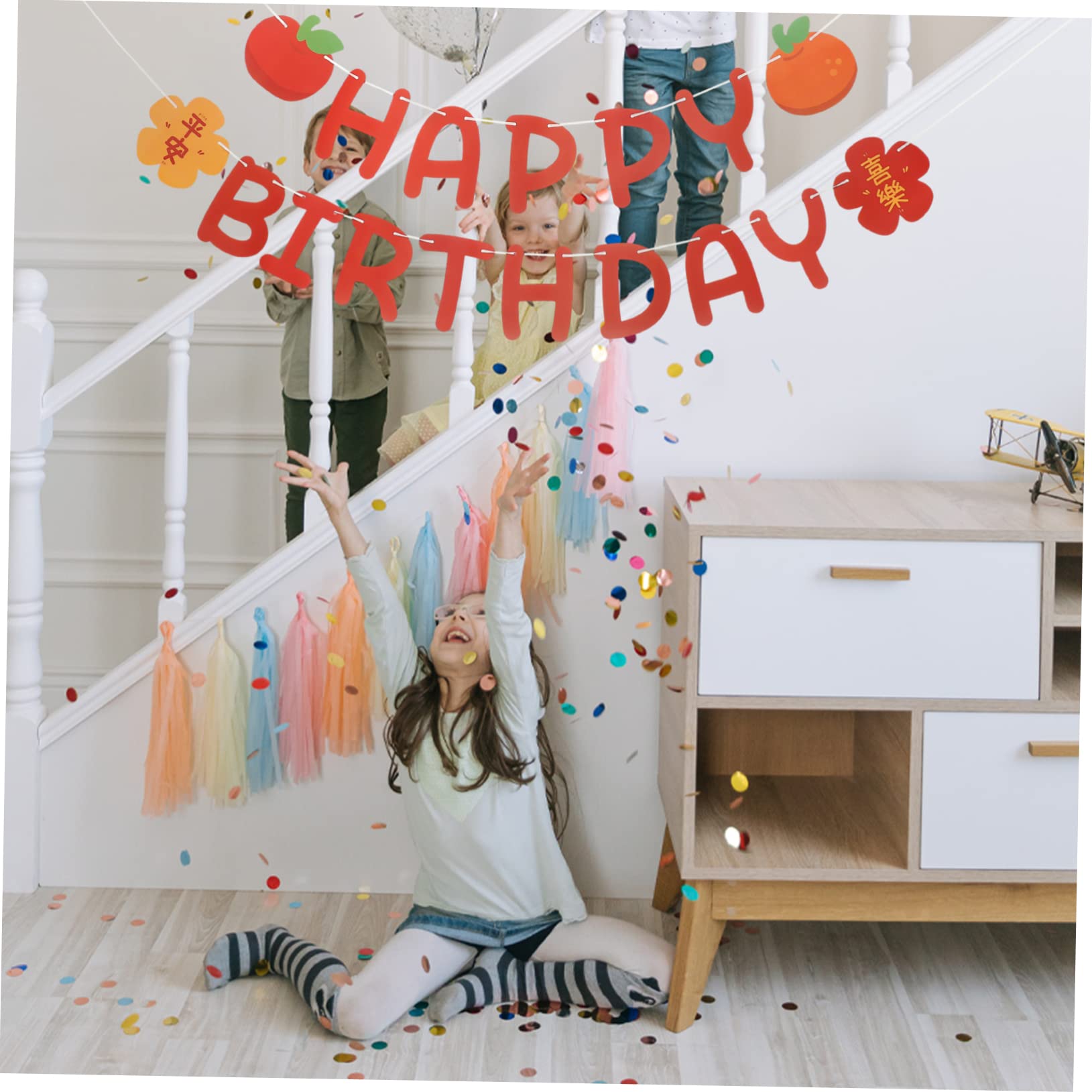 Amosfun 4 Set Di Decorazioni Per Feste in Stile Striscione Di Compleanno Facili Da Appendere Per Camera Da Letto E Soggiorno