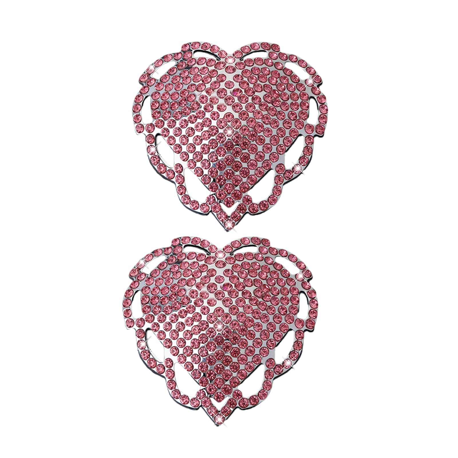 Uitndvyte Women's Aa Reusable Nipple Covers Pasties Nipple Stickers Heart Rhinestones Sticky Breast Petals Nipple Covers For Girls