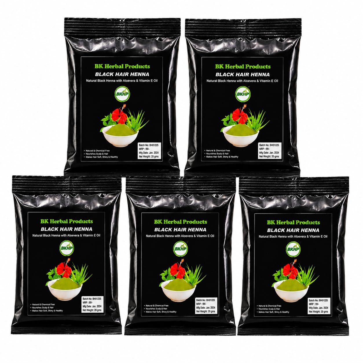 BK Herbal Products Black Hair Henna with Aloe Vera and Vitamin E Oil, Natural Hair Coloring Powder-picture-37
