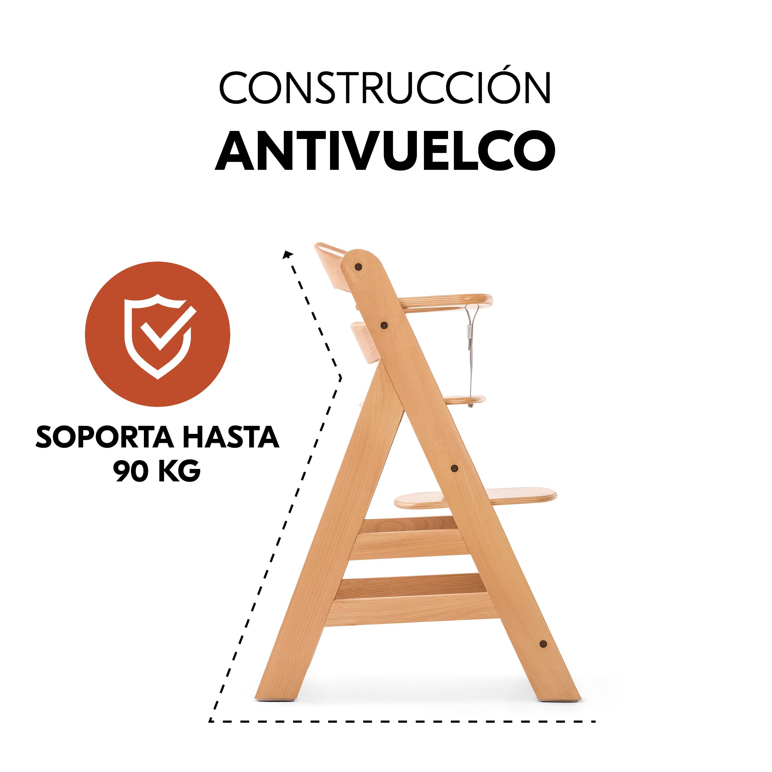 hauck Alpha Plus Set Trona Bebé con Bouncer Premium - Natural | Trona evolutiva de madera hasta 90 kg | hamaca reclinable recién nacidos, cojín algodón y arnés 5 puntos