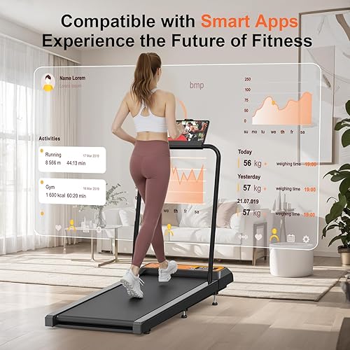 Miniatura 4 de Almohadilla para caminadora con inclinación y barra de agarre – Cintas de correr portátiles para el hogar y la oficina, caminadora pequeña y