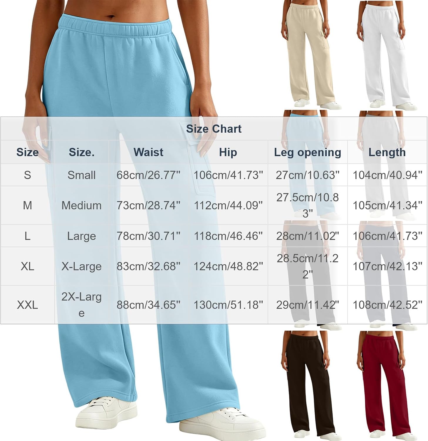 Women's Baggy Sweatpants Wide Leg Elastic High Waist Cargo Pants | Athletic Casual Loose Fit Trousers with Pockets Soft Comfy Pants Fall Winter Solid Color Daily Streetwear