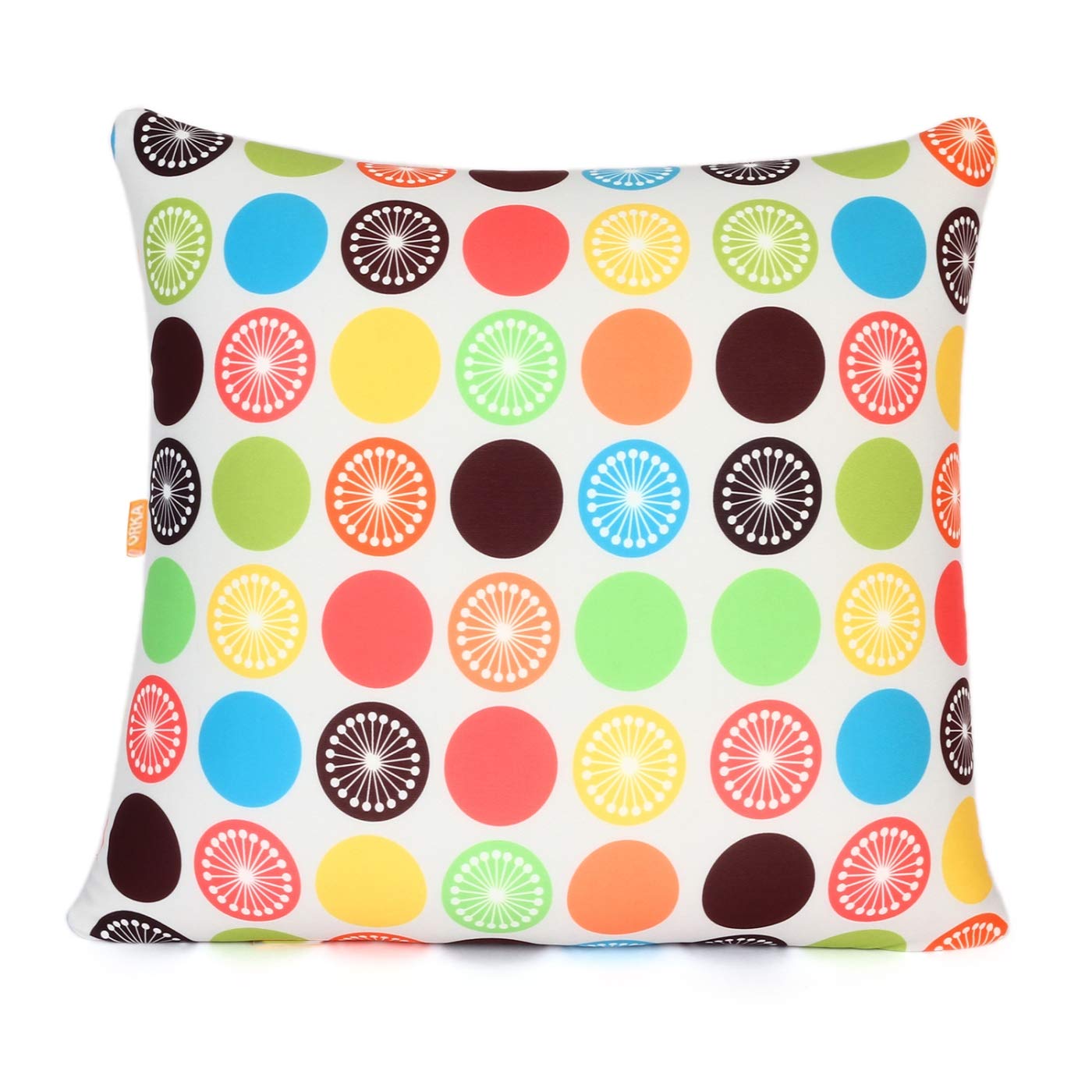 Orka Digital Printed Spandex Filled with Microbeads Square Cushion 14 X 14 Inch - Multicolor-picture-35