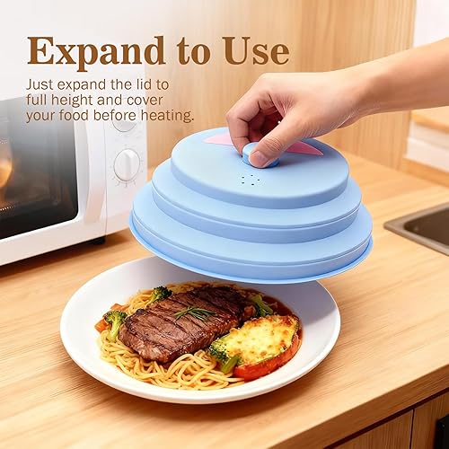Miniatura 7 de Funda plegable para microondas con vaporizador de agua, cubierta de silicona para salpicaduras y tapa de vapor, 10 pulgadas, libre de BPA, apta para