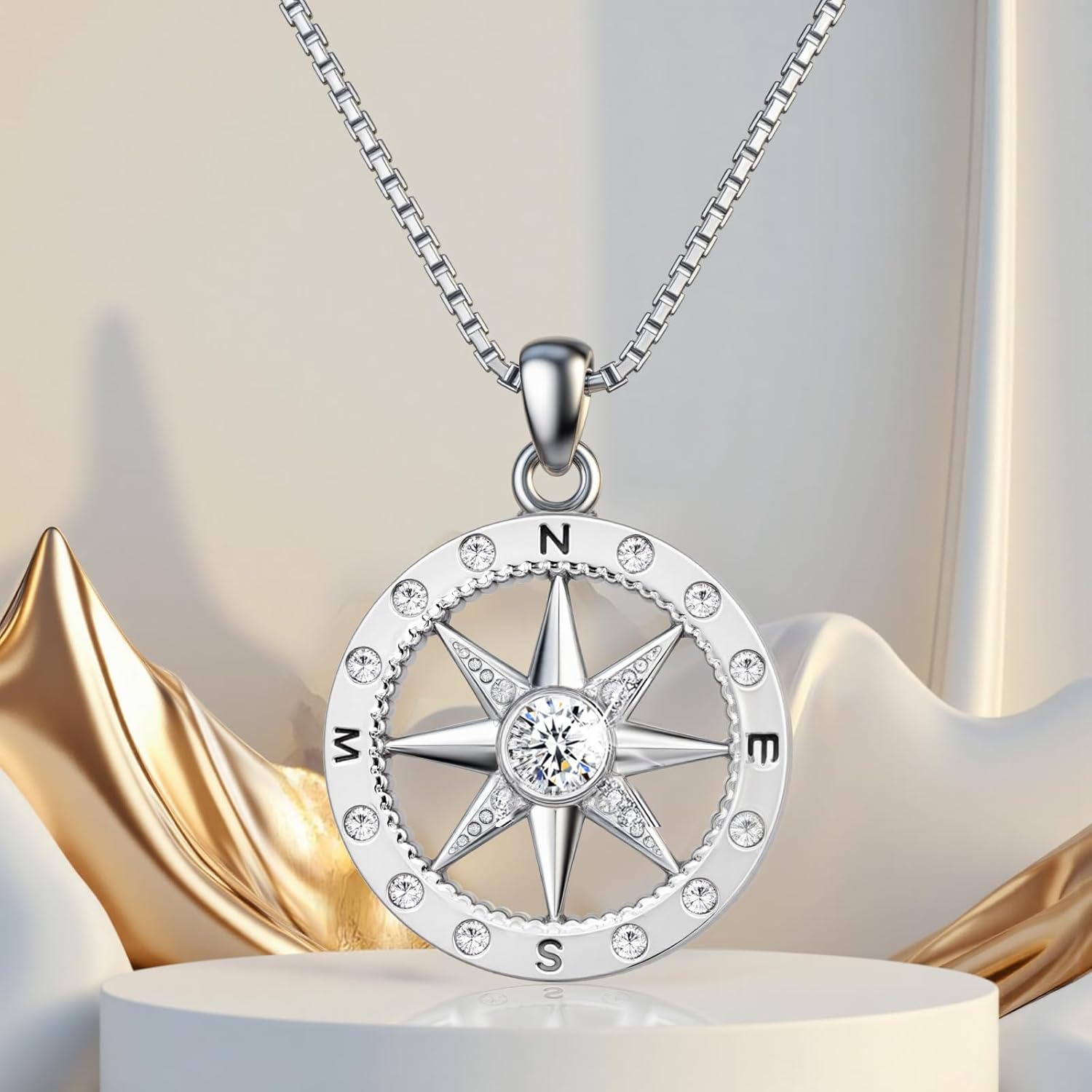 Desimtion To My Wife Necklace with Heartfelt Card, Compass Necklace for Women, Romantic Jewelry Gifts for Wife from Husband as Birthday, Anniversary, Christmas, Mothers Day, Valentines Gifts for Her - Image 4