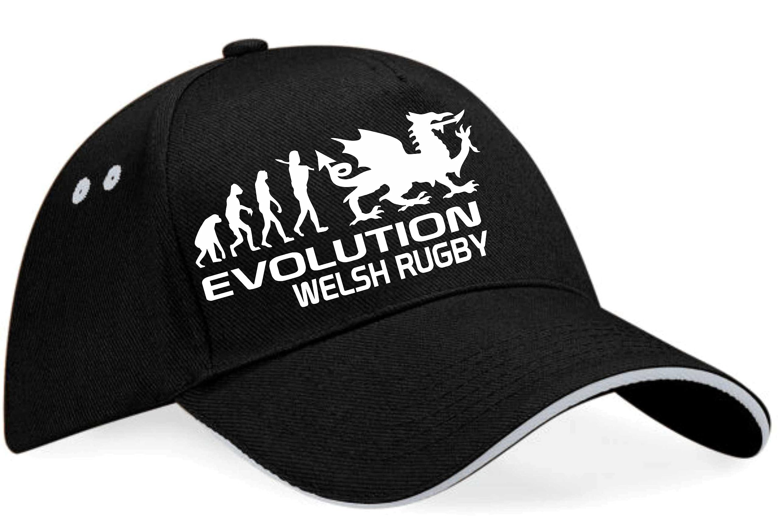 Print4U Evolution of Welsh Rugby Baseball Cap Birthday Gift Wales Unisex Cap Black