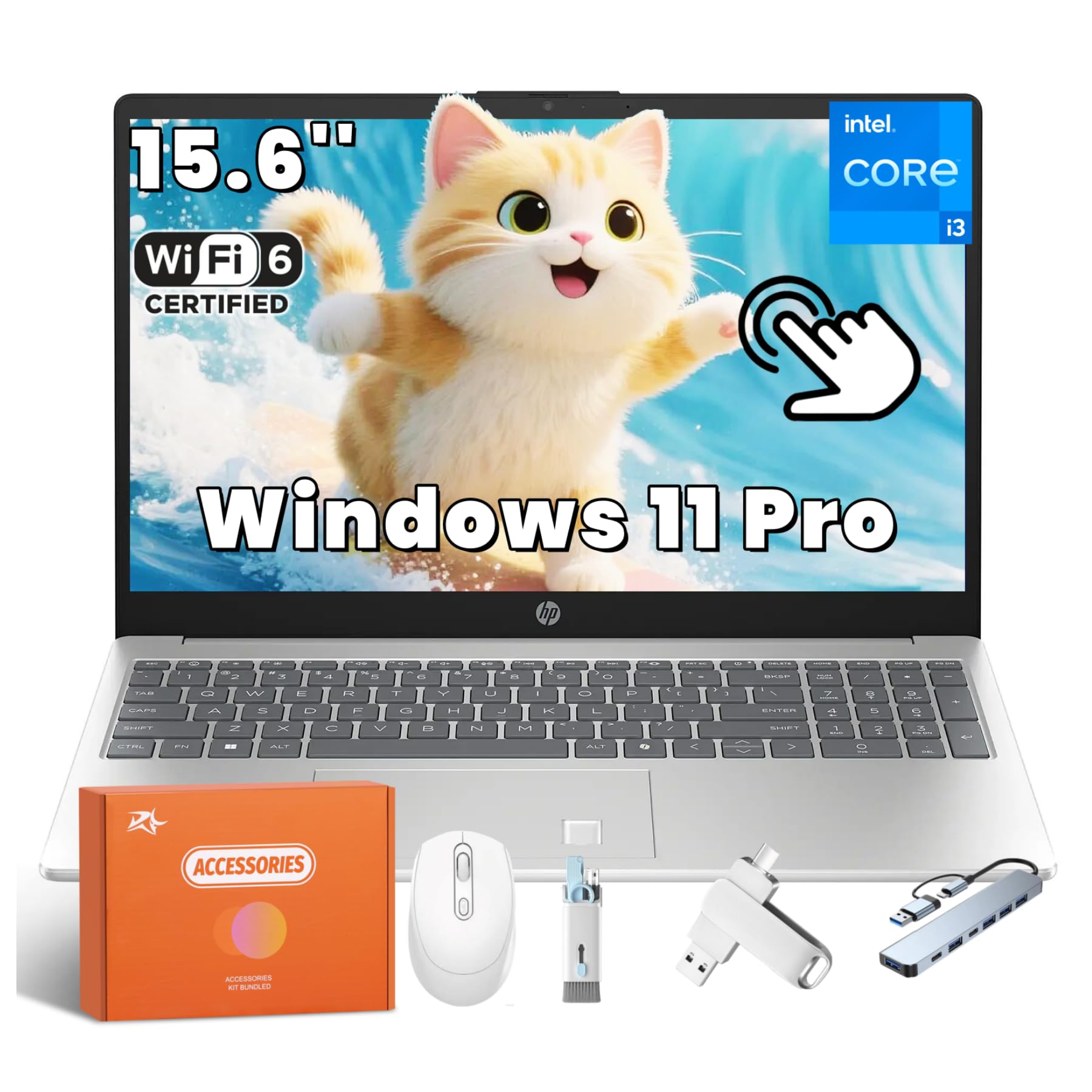 HP 15.6 Inch Touchscreen Business Laptop, Intel 13th i3-1315U(Up to 4.5GHz), 16GB RAM, 1TB SSD, 8H Battery Life, Fast Charge, Wi-Fi 6, Bluetooth 5.3,