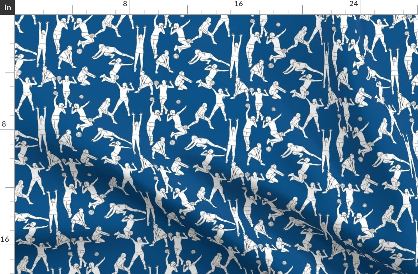 Spoonflower Fabric - Volleyball Navy Sports Girls Women High School Beach Ball Printed on Organic Cotton Sateen Fabric by The Yard - Sewing Quilting Apparel Home Decor