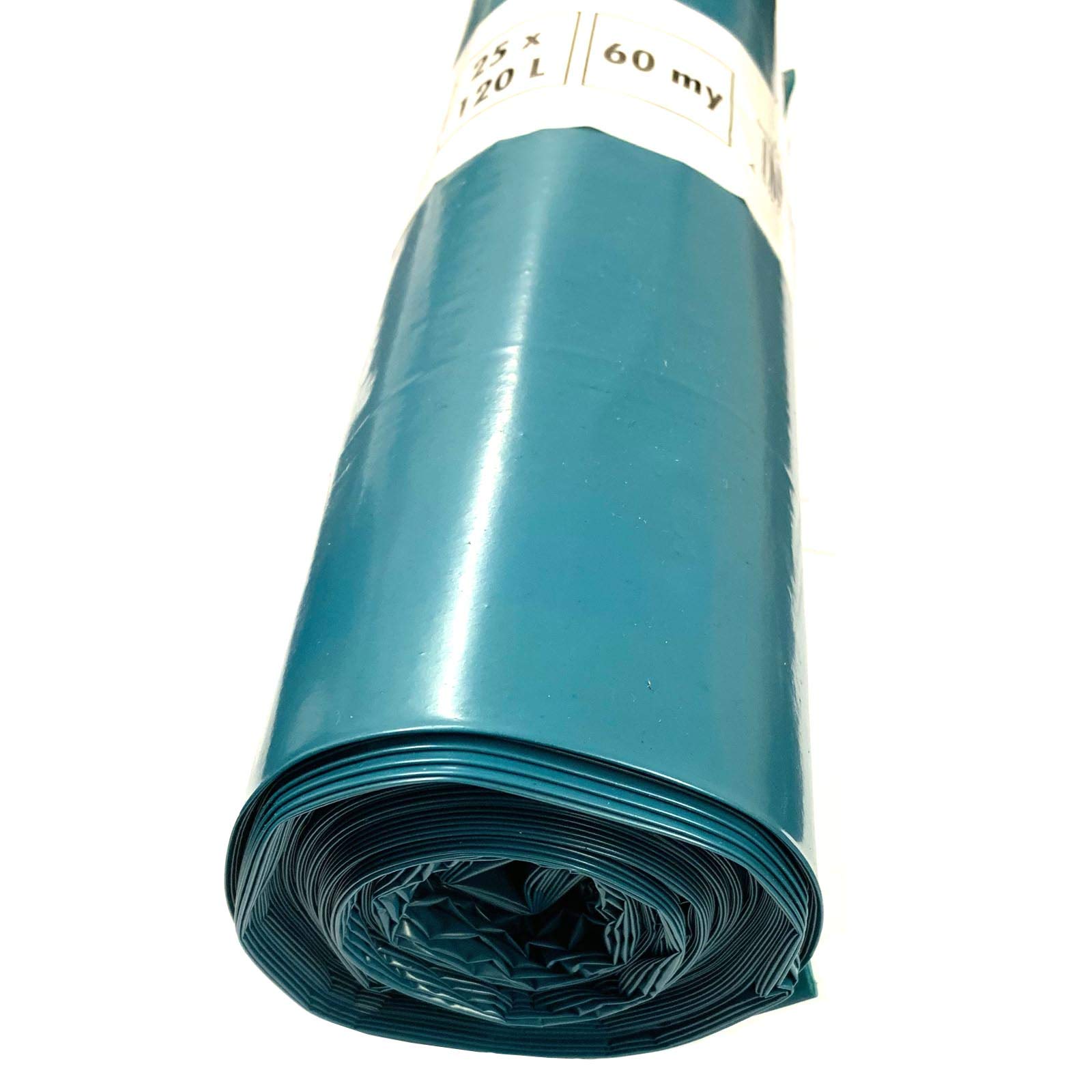 8 x 25 bolsas de basura de 120 l, color azul, extrafuertes, 60 my, 200 unidades
