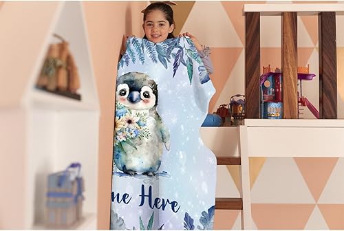 Miniatura 197 de Manta personalizada con diseño de jirafa y elefante, manta de franela suave, acogedora y ligera con nombre para sofá, cama, sofá, regalo, unisex