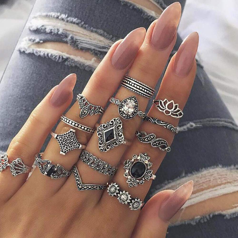 Amazon.co.jp: 15pcs/Ring Set, Fashion Retro Ring Finger Rings