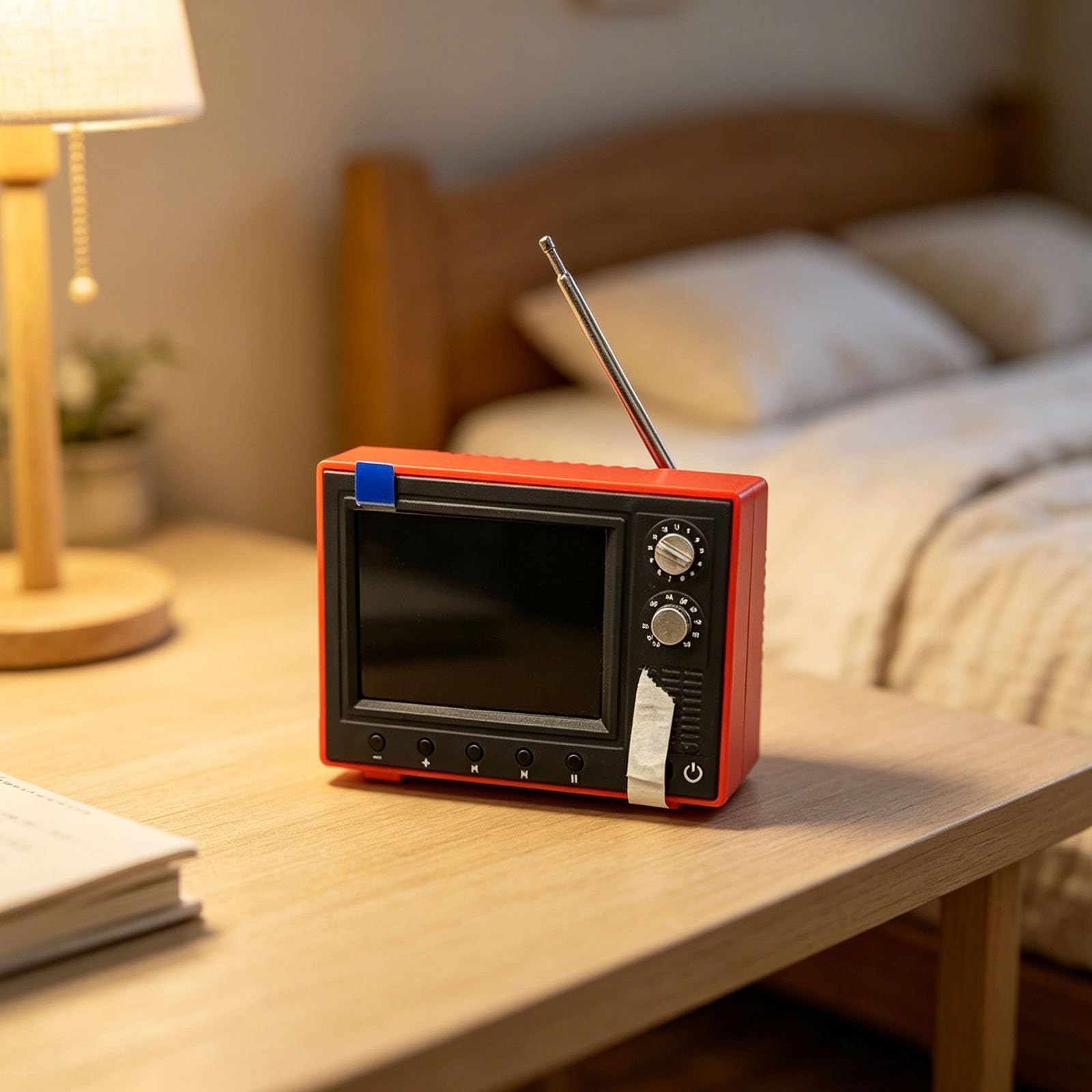 Miniaturowy telewizor w skali 1/12, obsługuje przesyłanie przez USB, odtwarzane wideo, mini telewizor, model HD 720P, z 8 GB pamięci, bateria 150 minut, do domku dla lalek, prezent (czerwony)