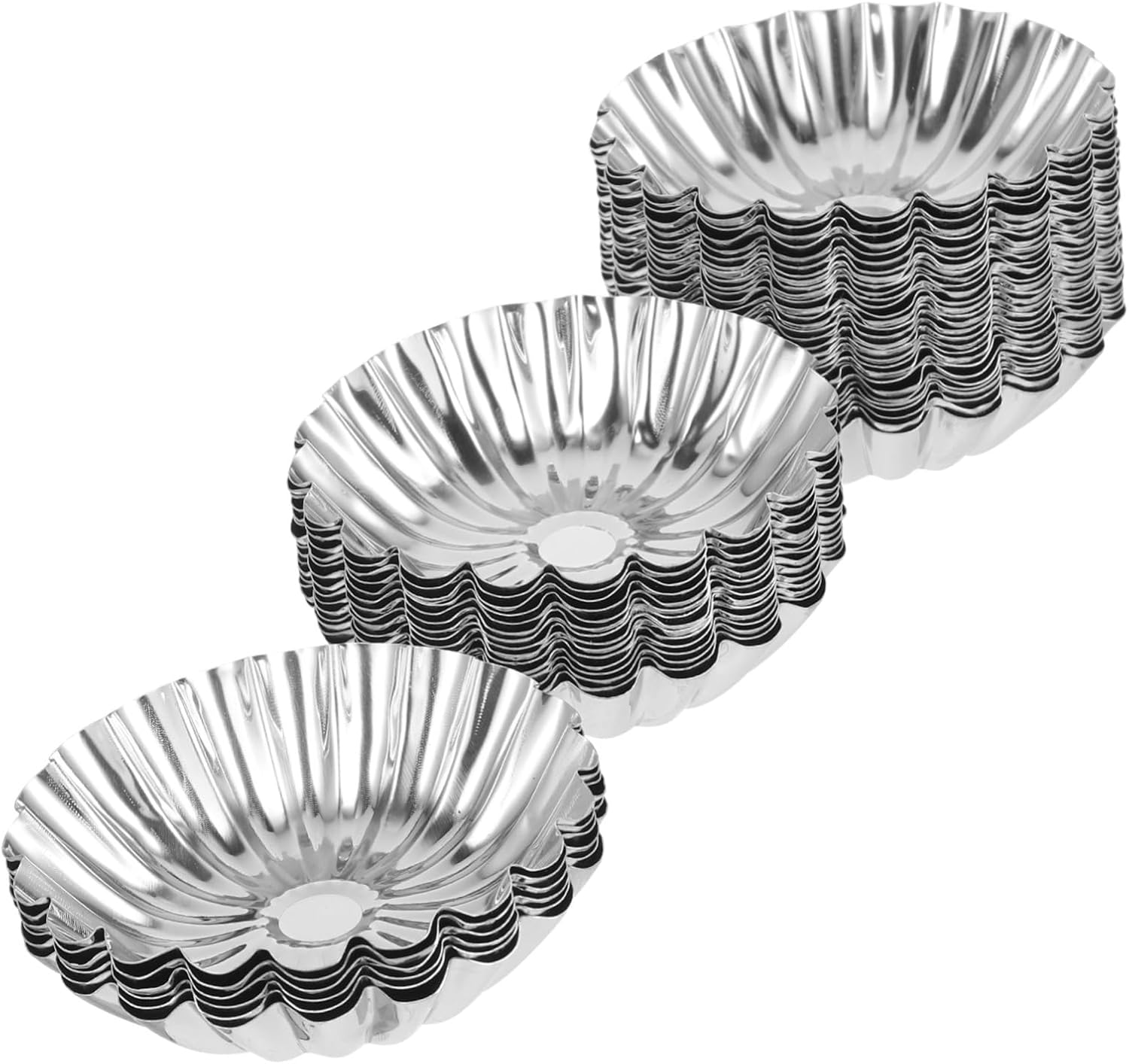50pcs Egg Tart Baking Cups Creative Cake Molds Reusable Stainless Steel