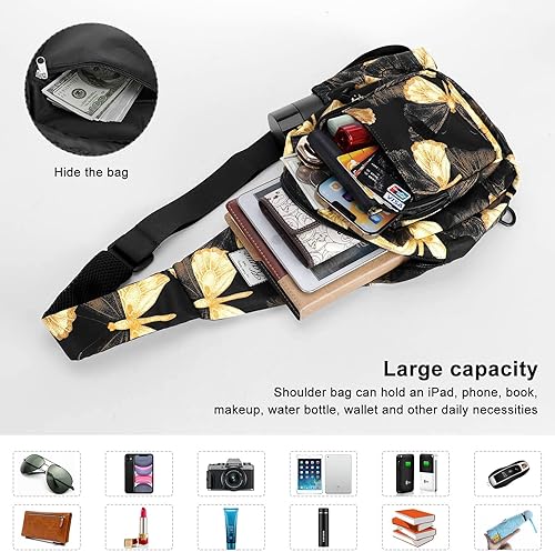 Miniatura 5 de Kamo Bolso bandolera para mujer, bolso cruzado casual, mochila cruzada floral, mochila cruzada de viaje, bolsa de hombro para senderismo,