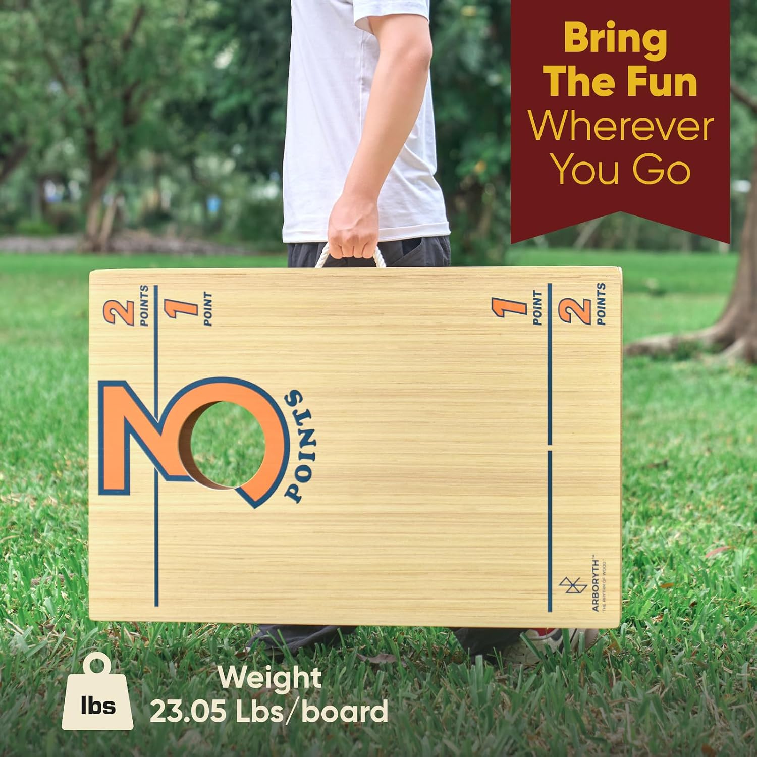 Regulation (4x2) or Tailgate (3x2) Cornhole Board Set for Adults, Premium Wooden Bean Bag Toss Game with 8 All-Weather Bean Bags, Integrated Bean Bag Storage, Foldable Legs Outdoor Game